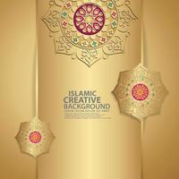 Islamic traditional wedding events and other users with realistic Islamic ornamental colorful detail of mosaic vector