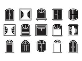 conjunto de iconos de ventana y persianas vector