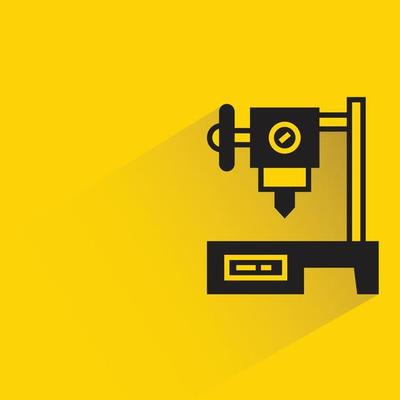 manufacturing and robotic machine icon yellow background vector illustration