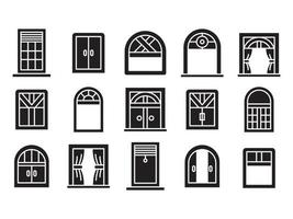 arch window and blinds icons set vector