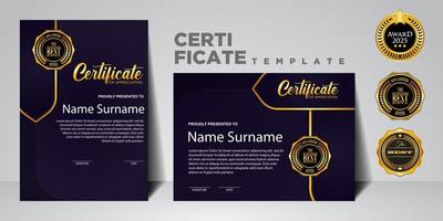 Modern certificate template in gradation and gold colors, luxury and modern style and award style vector image. Suitable for appreciation. Premium vector.