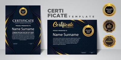 Modern certificate template in gradation and gold colors, luxury and modern style and award style vector image. Suitable for appreciation. Premium vector.