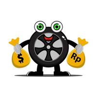 Cute wheel character design vector