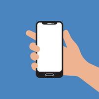 human hand holding mobile smartphone vector