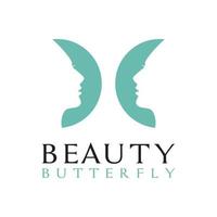 logotipo de cara de mujer mariposa vector