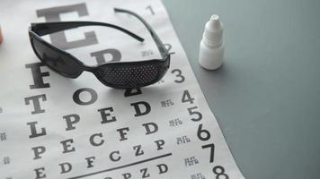 Ophthalmologist accessories glasses with a test target for vision correction video