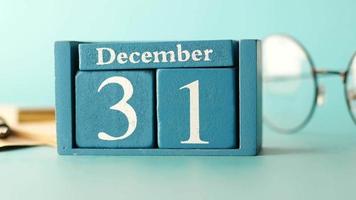 wooden calendar set on the 31 of December. video