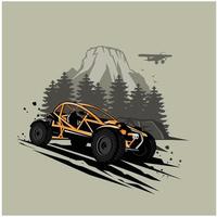 auto sport on the side hill vector
