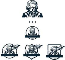 conjunto de logotipo de piloto de trueno vector