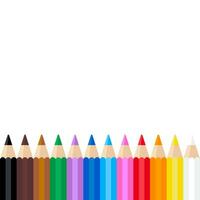 vector colored pencils arranged neatly on white background