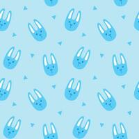 cute rabbit pattern seamless background on blue background vector