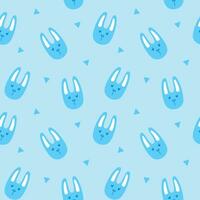 cute rabbit pattern seamless background on blue background vector