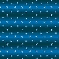 Seamless background with crescent moon and stars on blue background vector