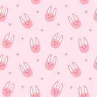 cute rabbit pattern seamless background on pink background vector