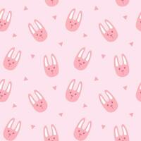 cute rabbit pattern seamless background on pink background vector