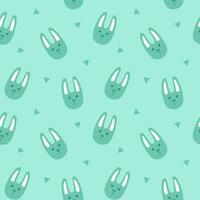 cute rabbit pattern seamless background on green background vector