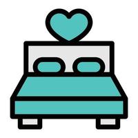 ilustración de vector de cama en un fondo. símbolos de calidad premium. iconos vectoriales para concepto y diseño gráfico.