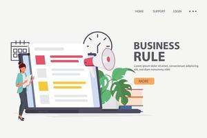 Business rules, main company policy, business regulation, IT business analysis concept. Website homepage header landing web page template vector