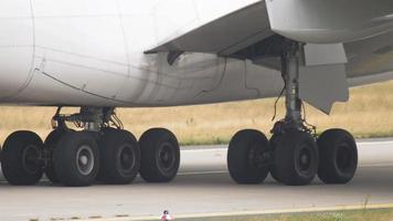 Airplane landing gear, close up video