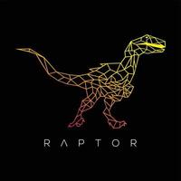 Velociraptor geometric. Vector illustration raptor dinosaur isolated on black background. Dinosaur logo icon, Design element for logo, poster, card, banner, emblem, t shirt. Vector illustration