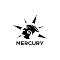 mitología griega, logotipo del dios mercurio, elemento de diseño para logotipo, afiche, tarjeta, pancarta, emblema, camiseta. ilustración vectorial