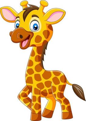Cute giraffe cartoon isolated on white background
