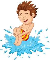 Cartoon boy jumping to the water vector