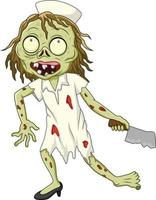 Cartoon zombie nurse on white background vector