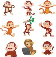 Cartoon happy monkeys collection set vector
