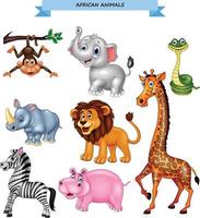 colección de animales africanos de dibujos animados vector