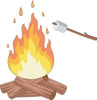 Campfire and marshmallow roast on a stick vector