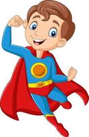 Cartoon happy superhero boy posing vector