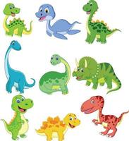conjunto de colección de dinosaurios de dibujos animados vector