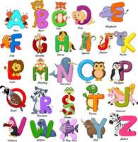 Animals alphabet set on white background vector