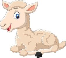 Cute lamb cartoon sitting isolated on white background vector