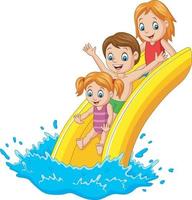 Happy family playing water slide vector