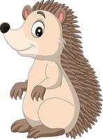 Cartoon happy hedgehog standing on white background vector