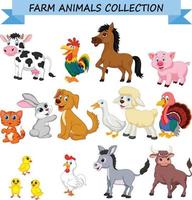 colección de animales de granja de dibujos animados vector