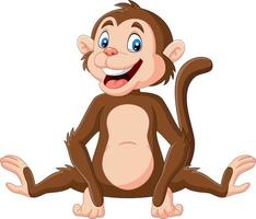 Cute baby monkey sitting on white background vector