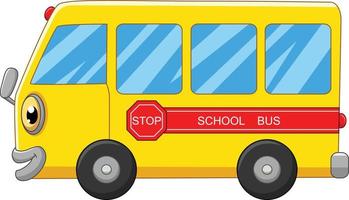 dibujos animados de autobús escolar amarillo sobre fondo blanco