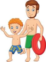 Happy father and son summer vacation vector