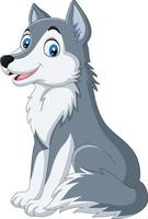 Cartoon wolf sitting on white background vector