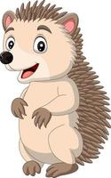 Cartoon happy hedgehog standing on white background vector