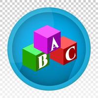 Colourful ABC alphabet block flat icon for apps and websites vector