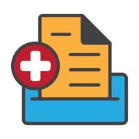 Medical record flat color icon for apps or websites vector