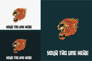 logo design of head panther and flame vector