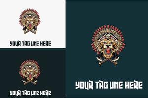 artwork design of lion primitive vector