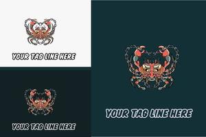 mascot design of crab and chain vector illustration