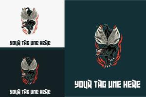 logo concept of black panther with wings vector illustration design