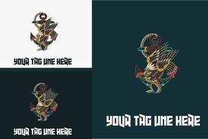 artwork design of eagle and anchor vector illustration